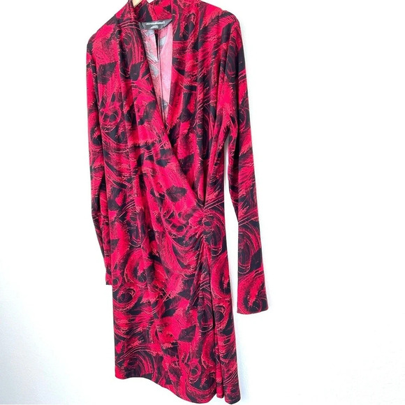 Norma Kamali Long Sleeve Side Drape Dress Soft Stretchy Knit Red Black Size XXL - Picture 15 of 15